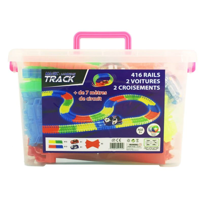 Mega Kit Magic Tracks 416 Pièces + 2 Voitures + 2 Croisements 3 Mega Kit Magic Tracks 416 Pièces + 2 Voitures + 2 Croisements