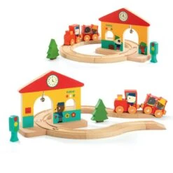 Minitrain Circuit De Train En Bois Djeco Dès 18 Mois -Enfants Jouets Magasin minitrain circuit de train djeco 4