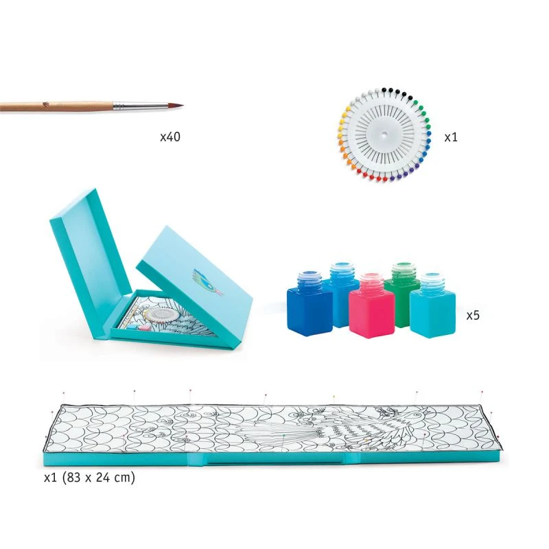 Peinture Sur Soie "Le Paon" - Djeco 6 Peinture Sur Soie "Le Paon" - Djeco – Image 4