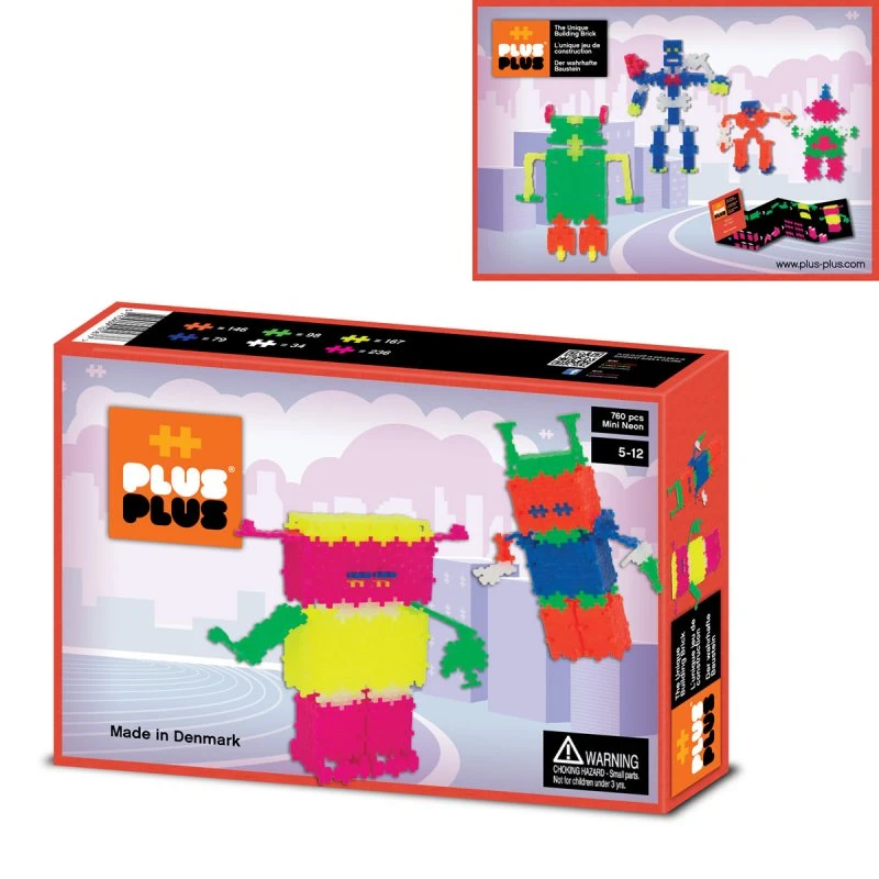 PLUS-PLUS Plus Plus Robots Box Mini Néon 760 Pièces 3 PLUS-PLUS Plus Plus Robots Box Mini Néon 760 Pièces
