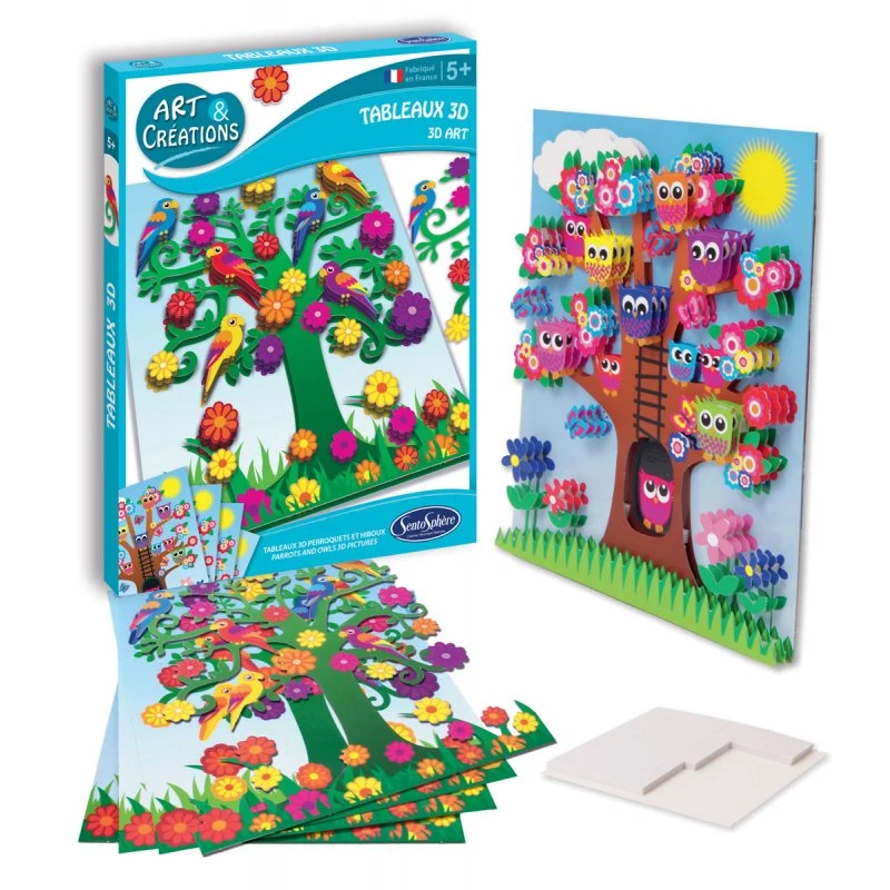 Tableaux 3D Arbres à Oiseaux 3 Tableaux 3D Arbres à Oiseaux