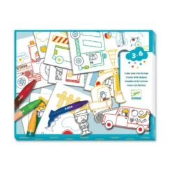 Djeco Un Monde à Créer, Voitures - Pochoirs, Coloriages Et Collages